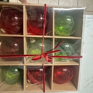 9 glass ornaments
